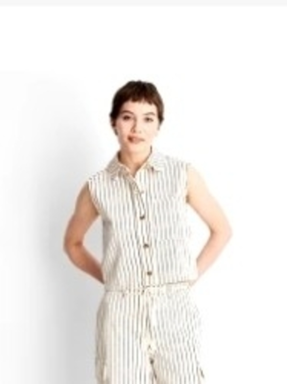 Future Collective Sleeveless Striped Button-Front Top